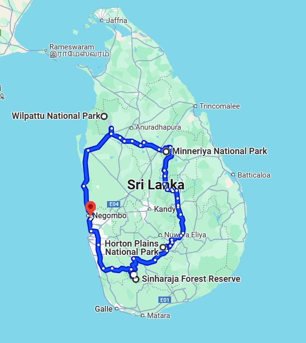 Sri Lanka Route Map